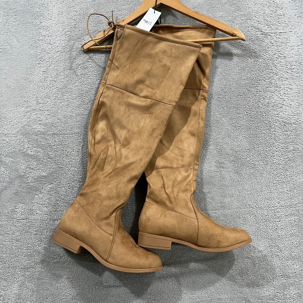 Rue‎ 21 Over The Knee Boots Womens Size 9 Faux Suede Drawstring Tie Cowgirl